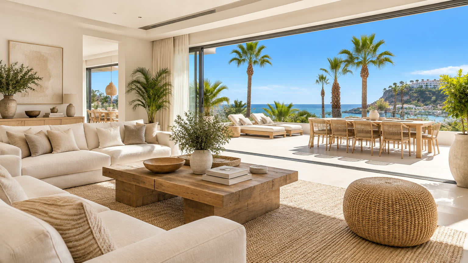 Living room opening onto the pool